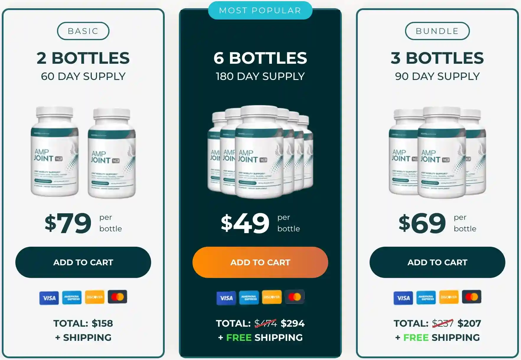 AMP Joint 10 Pricing 2 Bottle 3 Bottle 6 Bottle Packages